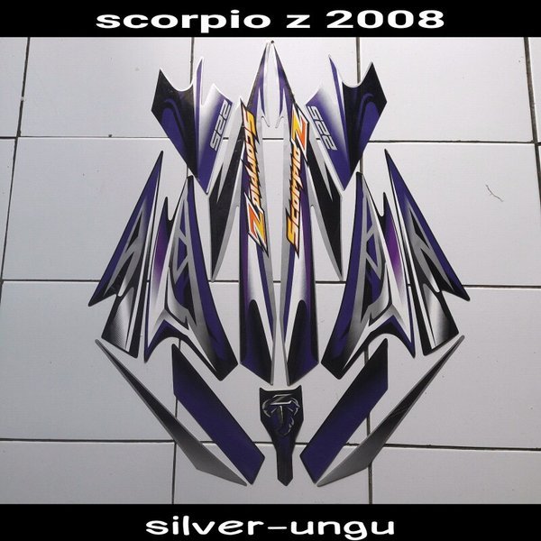 Stiker motor scorpio z 2008 silver-ungu