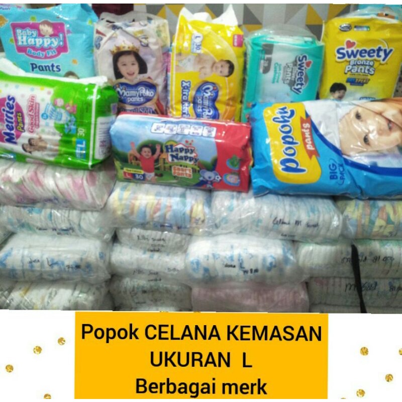 POPOK CELANA L Kemasan berbagai merk