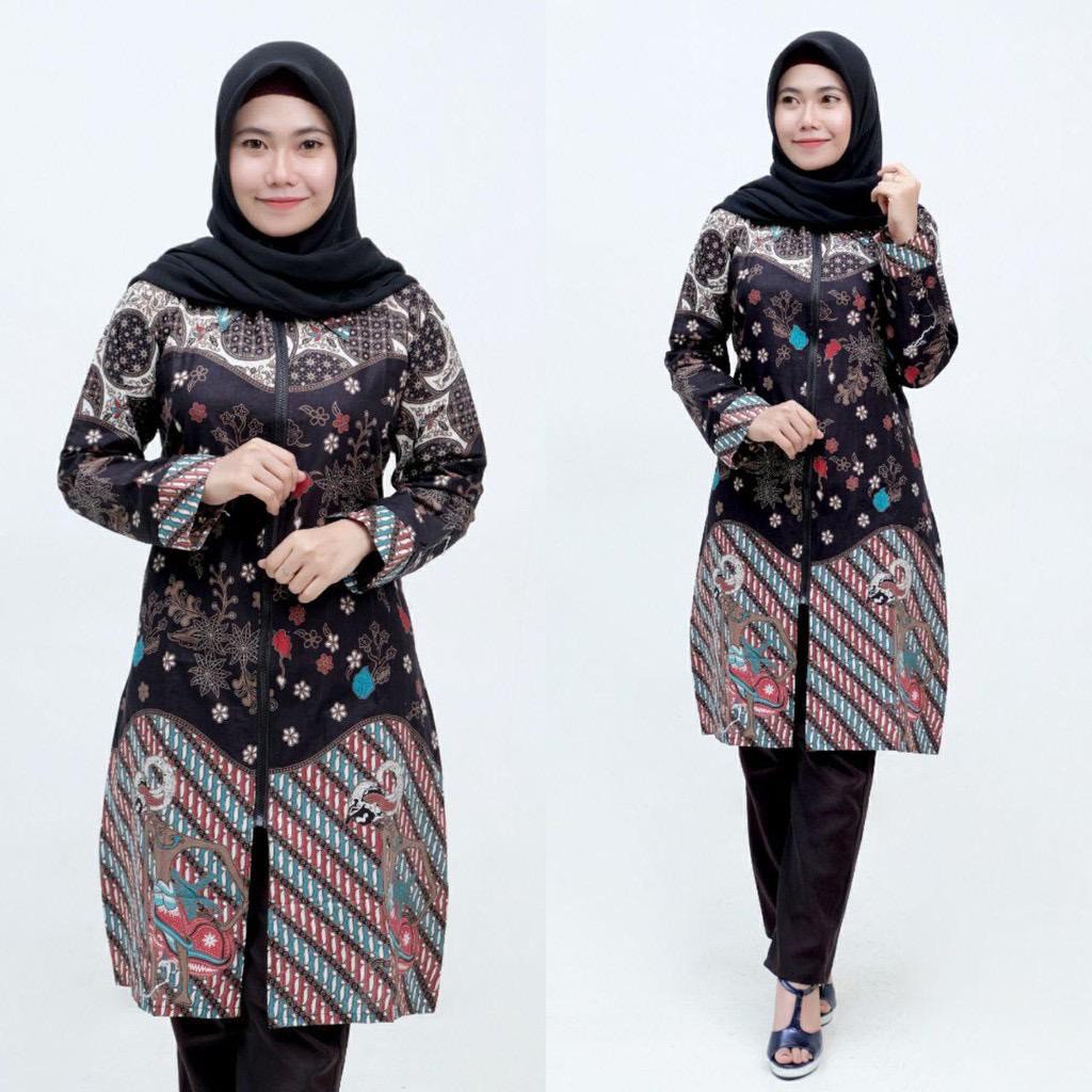 EMHABATIK | Tunik batik wanita emhabatik Terlaris Ziper-No.6