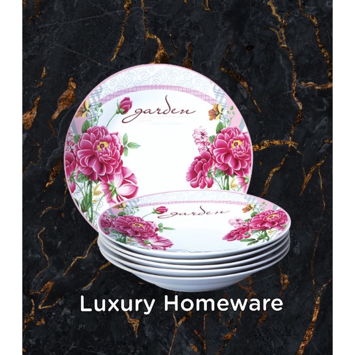 Piring makan cekung 9" / piring set motif FIORENZA FZ812-SP9R