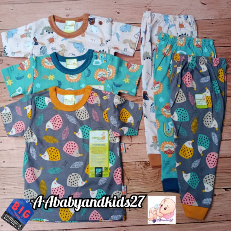 VELVET JUNIOR!!!3 Pasang Setelan CPR Baju Pendek Celana Panjang Ukuran S M L MOTIF RANDOM