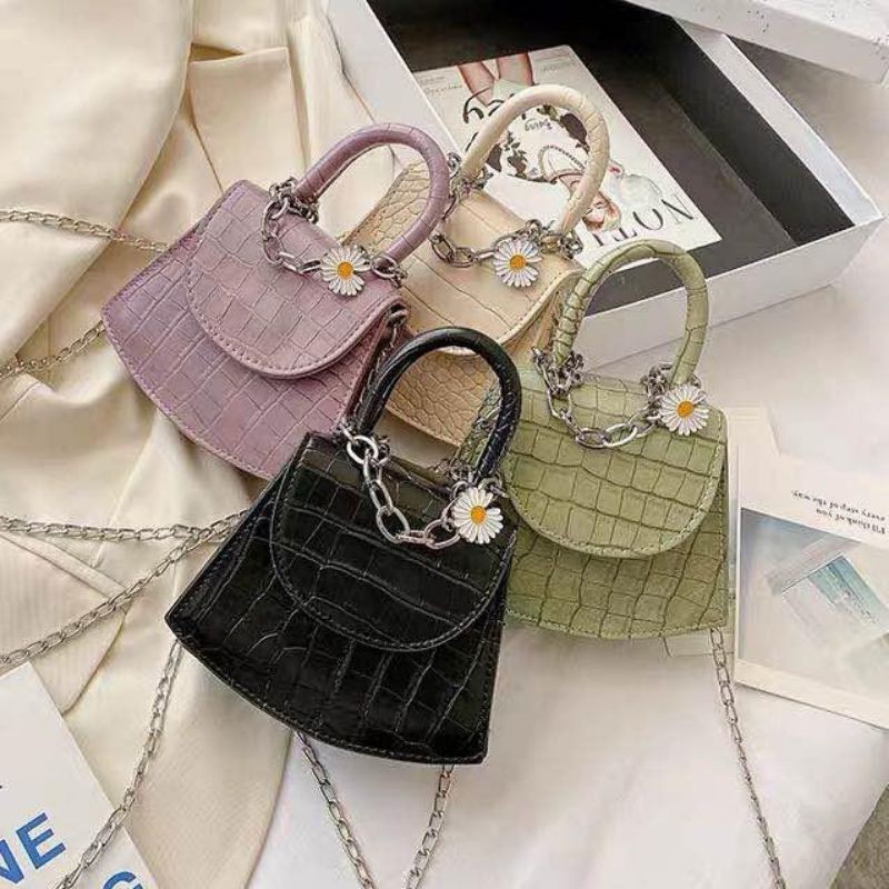 Tas Selempang Wanita Croco Daisy Motif bunga