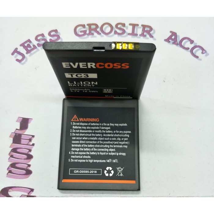 Baterai Battery Batre Batere Evercross Evercoss Cross TC3 Double Power - Hitam