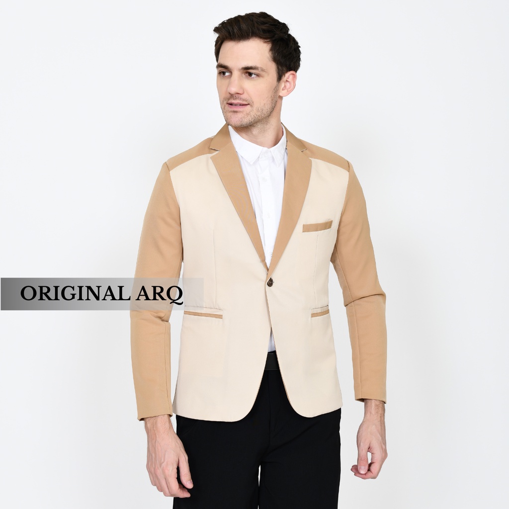 TERLARIS ! JAS BLAZER PRIA SLIMFIT BAHAN HALUS ORIGINAL PREMIUM / JAS PRIA CREAM MOKA