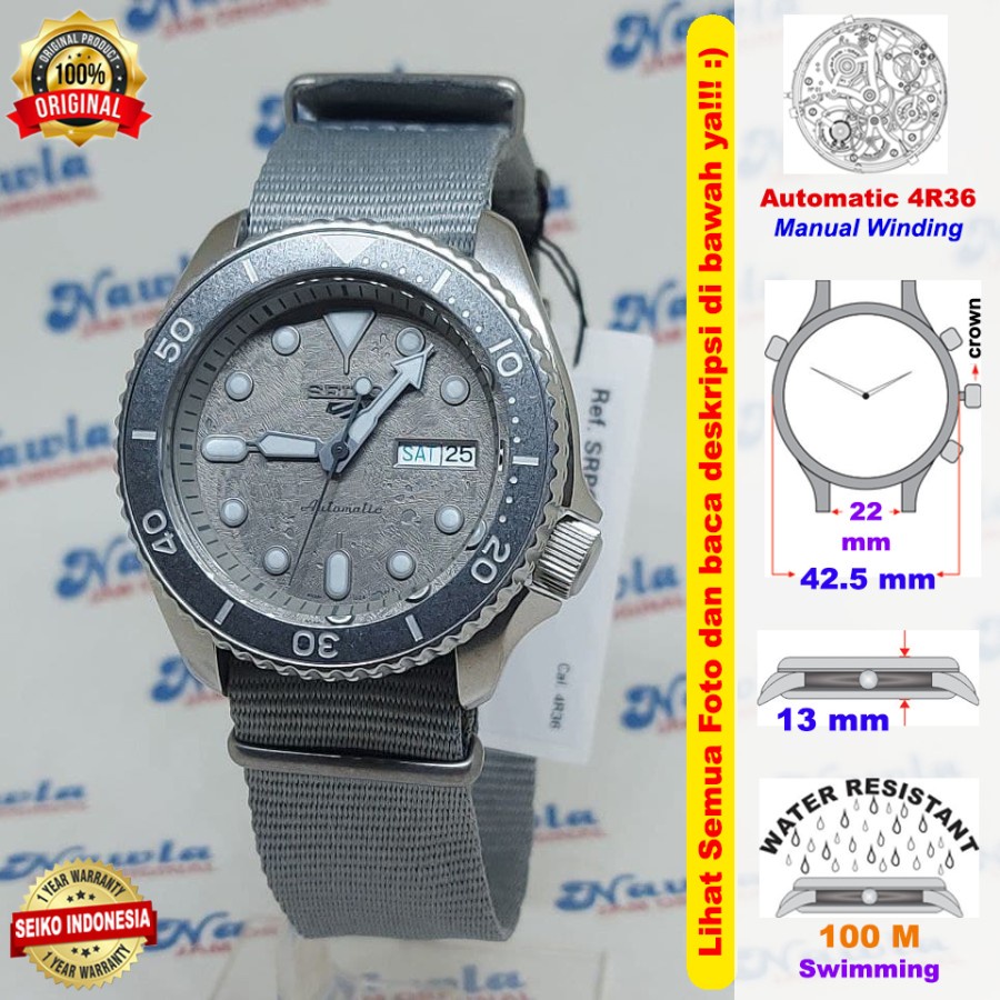 Seiko 5 Sports SRPG61K1 Automatic Grey Pattern - Jam Tangan Pria SRPG61