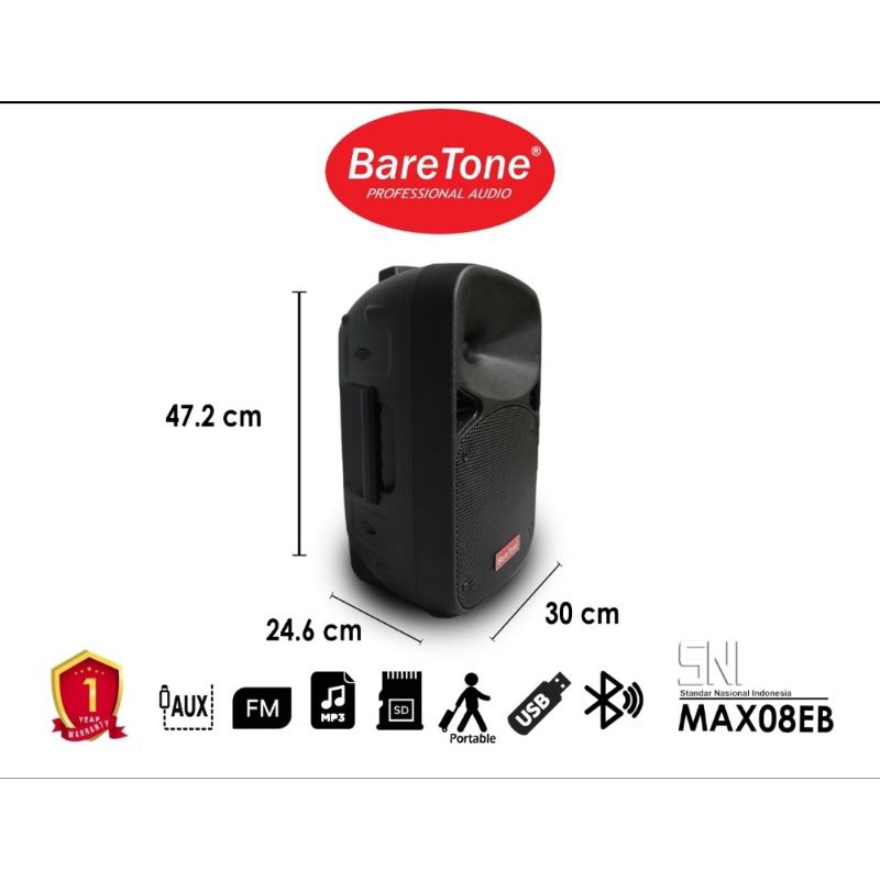 speaker aktif portable baretone 8 inch bluetooth max 8eb speker aktiv portabel bareton max8eb wirele