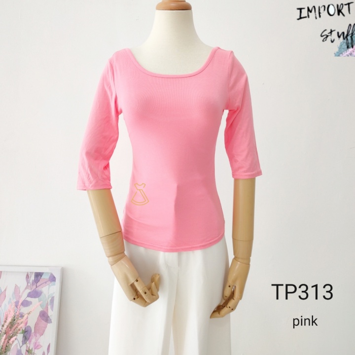 TP313 - ATASAN BAJU KAOS PINK PEARL WANITA IMPORT MURAH