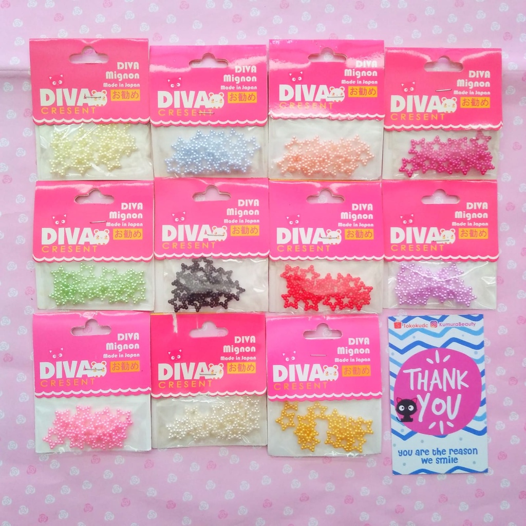 DEKORASI SLIME / CLAY / NAIL ART PEARL STAR STRING ISI 15PCS