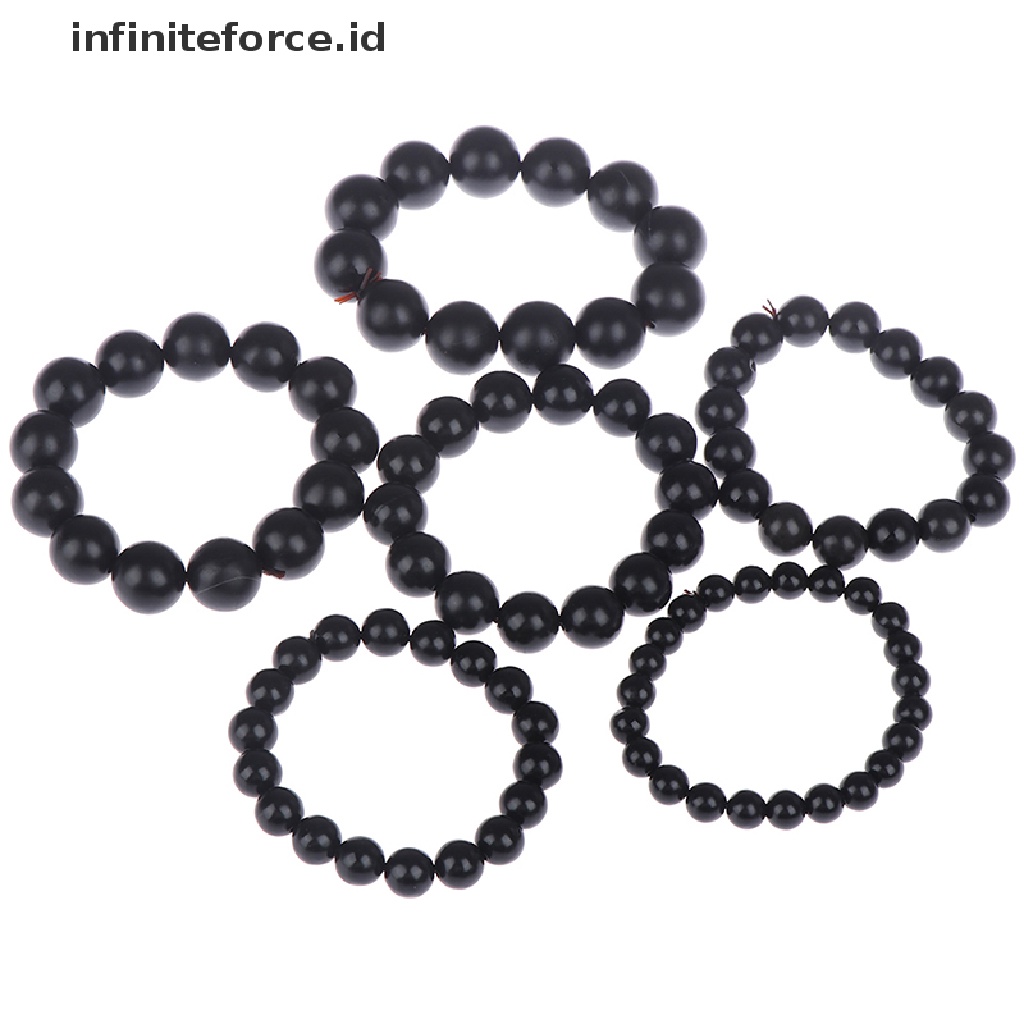 Infiniteforce.id Gelang Tangan Manik-Manik Batu Bianshi Hitam Alami 8mm - 18mm Untuk Pria