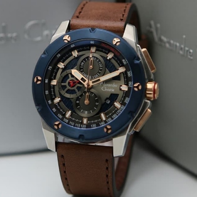 Alexandre Christie 6549 - AC6549MC Silver Blue Leather ORIGINAL