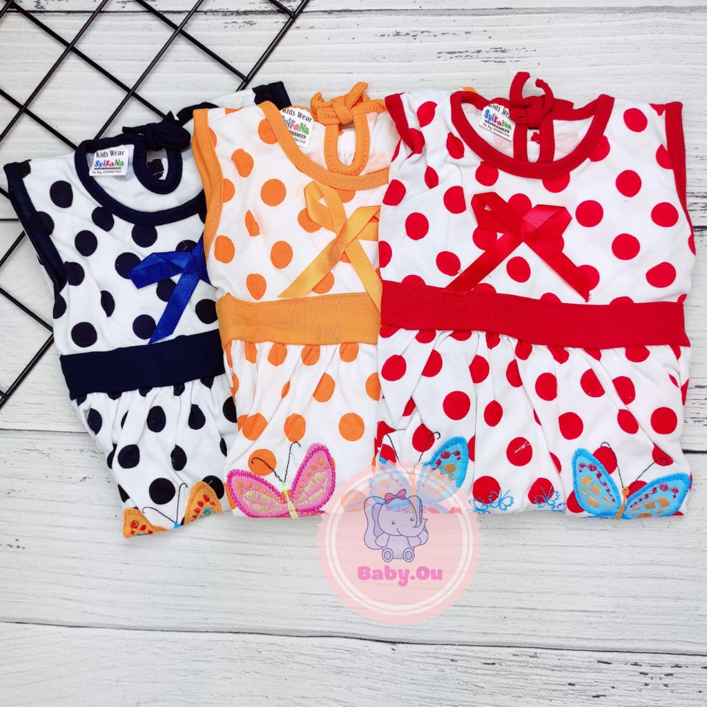 Dress Bayi Perempuan Motif Butterfly / Baju Bayi Perempuan  Merk Syifana / Baby.ou