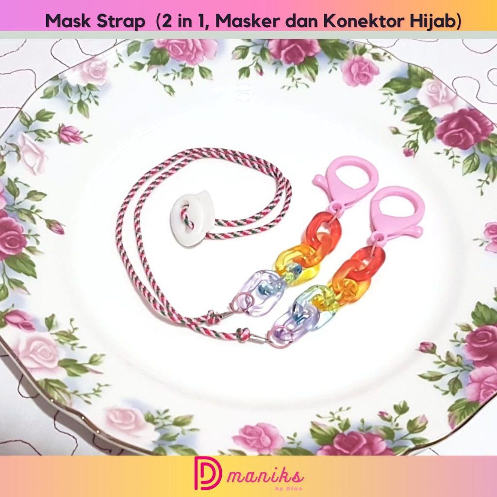 Strap Masker/ Tali Masker Rantai Manik Kait Besar Dmaniks (2 in 1 Konektor Hijab dan Kalung)