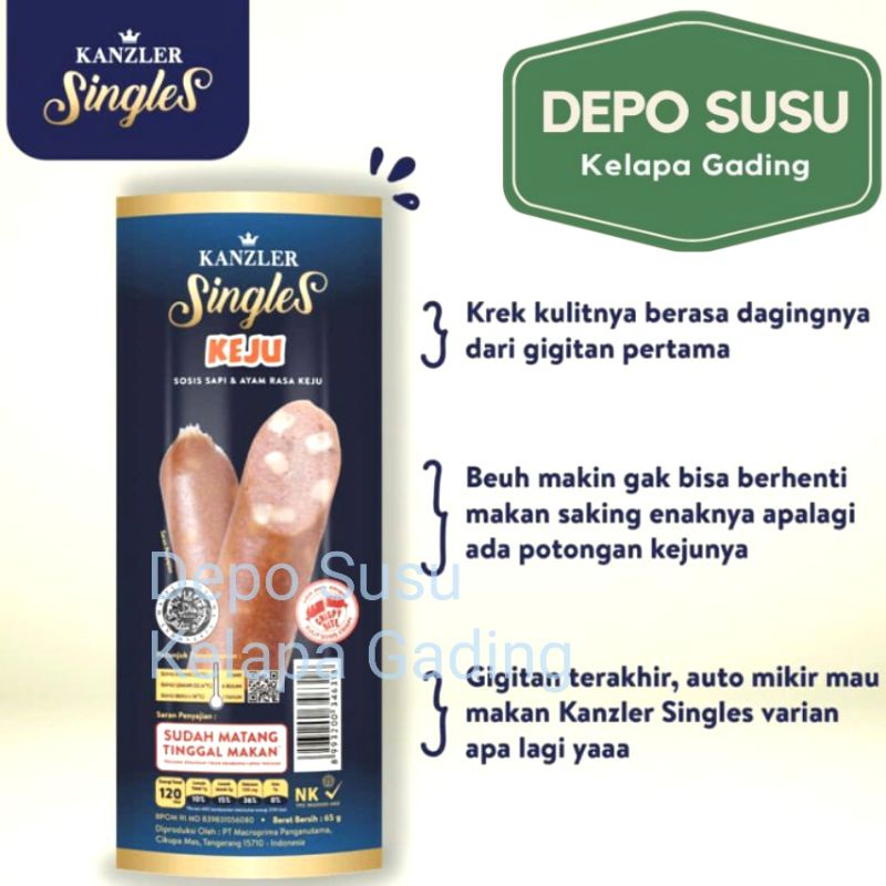 Kanzler Sosis Singles 65gr Original / Keju / Hot / Mini / Gochujang | Kenzler Sausage 65g Cheese 65