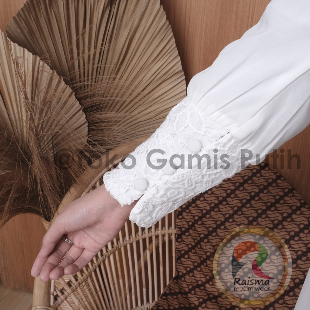Raisma - Gamis Putih Tulang Lebaran Cantik Dan Elegan Baju Gamis Putih Wanita Terbaru 2022-8