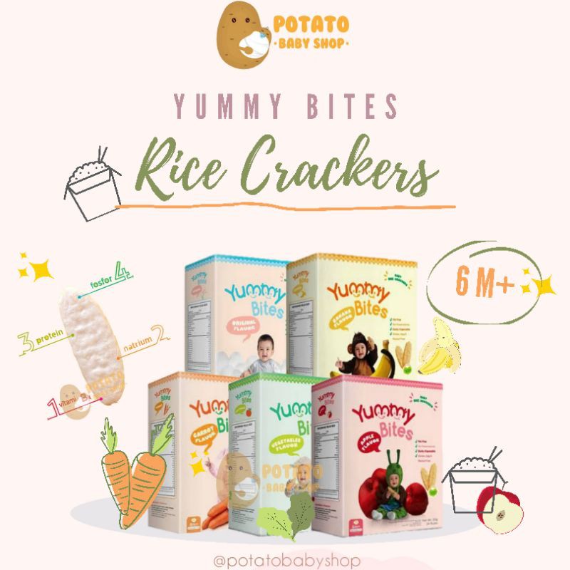 Yummy Bites Rice Cracker Snack Bayi 6m+ Non Msg Non Pengawet