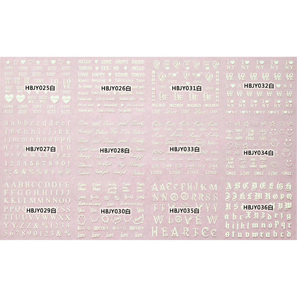 

12 LEMBAR NAIL ART 3D DIRI PEREKAT STIKER DECAL SLIDER EMAS PERAK HITAM PUTIH JANTUNG SURAT