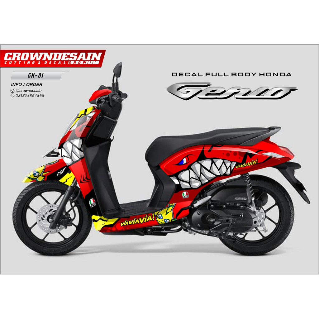 Jual Decal Honda Motor Genio Fullbody Decal Honda Genio Hiu Merah Indonesia Shopee Indonesia