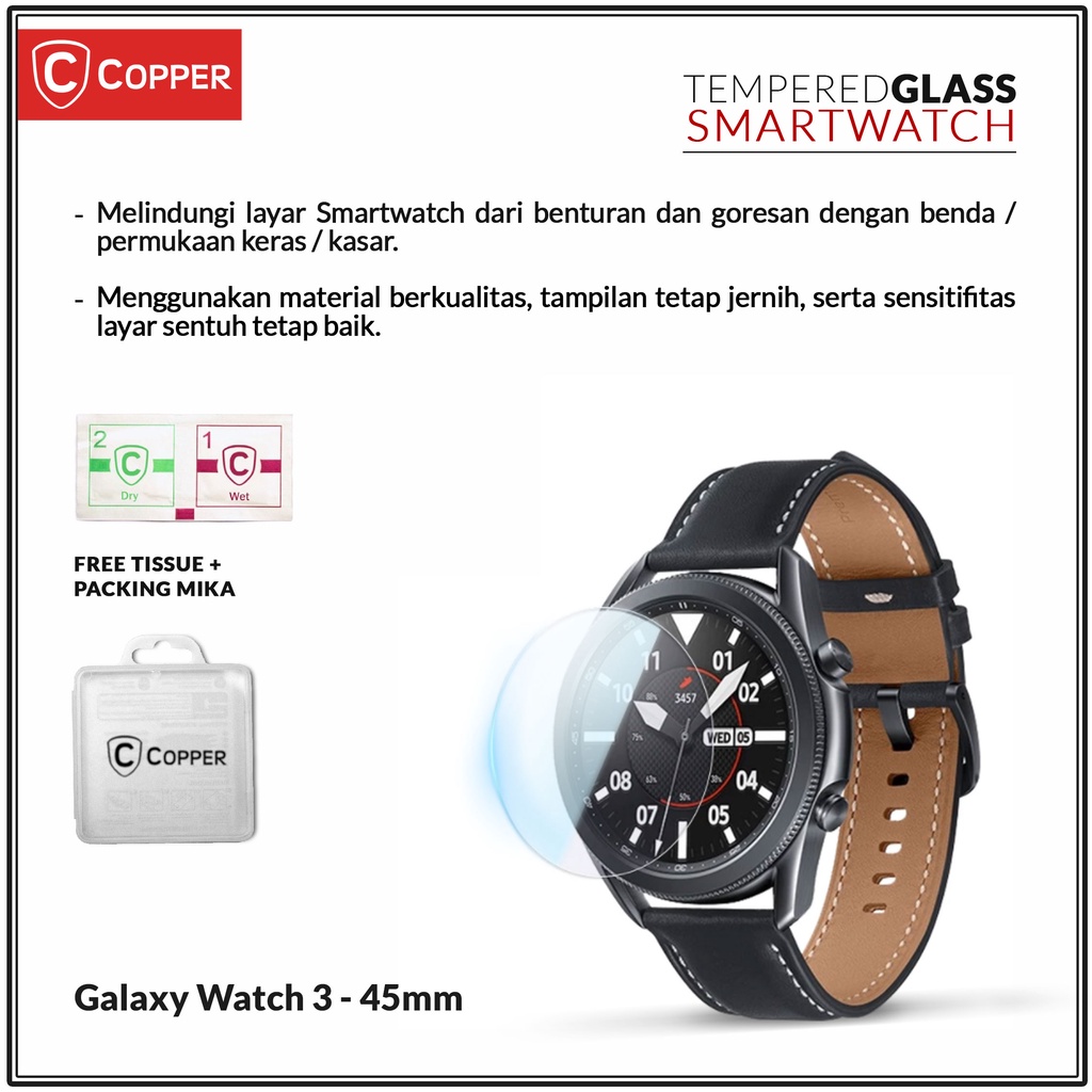 Samsung Watch 3 45mm - COPPER Tempered Glass Clear Smartwatch