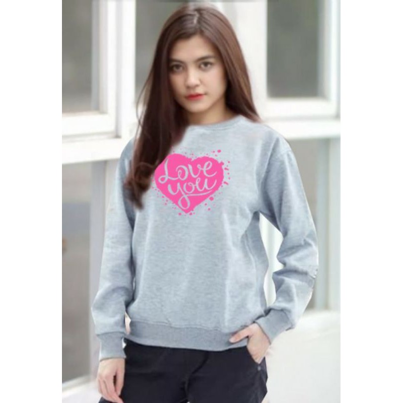 Kaos Lengan Panjang LOVE PINK / Kaos Sweatshirt / Atasan Wanita / Atasan Wanita Lengan Panjang