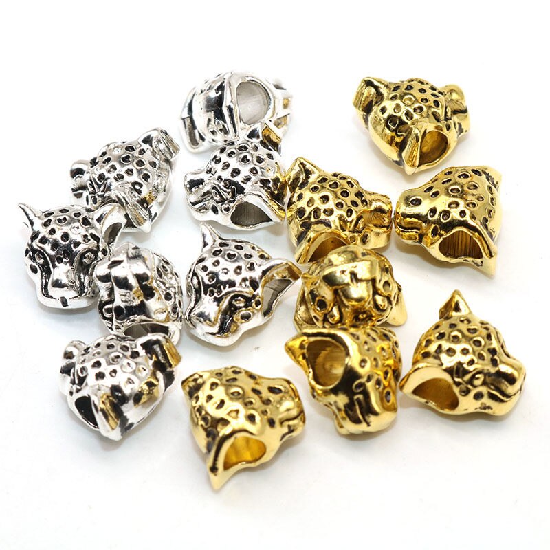 Manik-Manik Bentuk Kepala leopard Warna Silver Ukuran 12mm Untuk Membuat Perhiasan