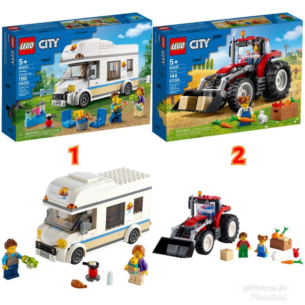 Lego City 60283 60287 Holiday Camper Van Tractor Truck Car Mainan Bricks Anak Toy Kid Original