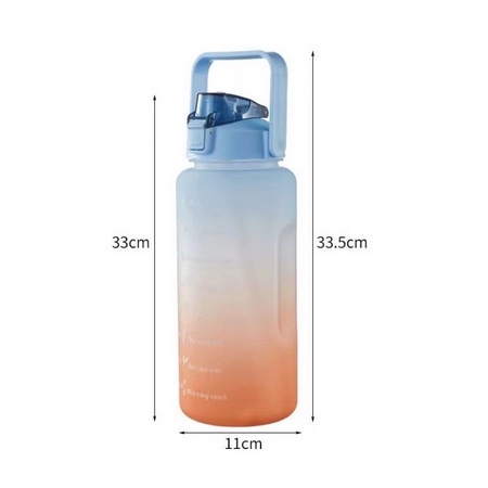 Botol Minum Tritan 2 Liter Rainbow BPA Free Premium Free Sticker Lucu - Botol Minum 2L Warna Gradasi