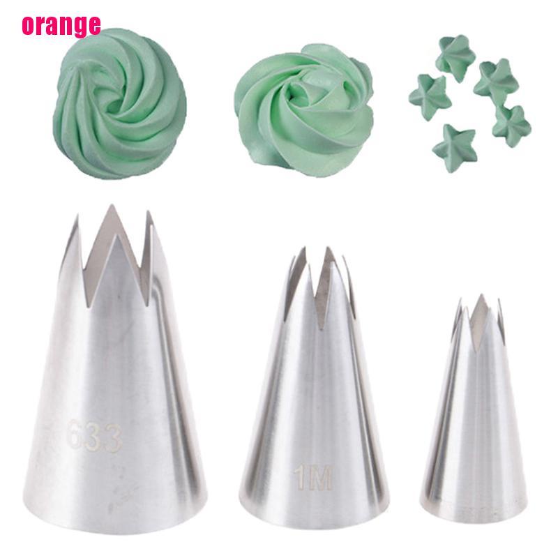 Happy 3pcs Spuit Piping Rusia Premium Bahan Stainless Steel Untuk Dekorasi Kue