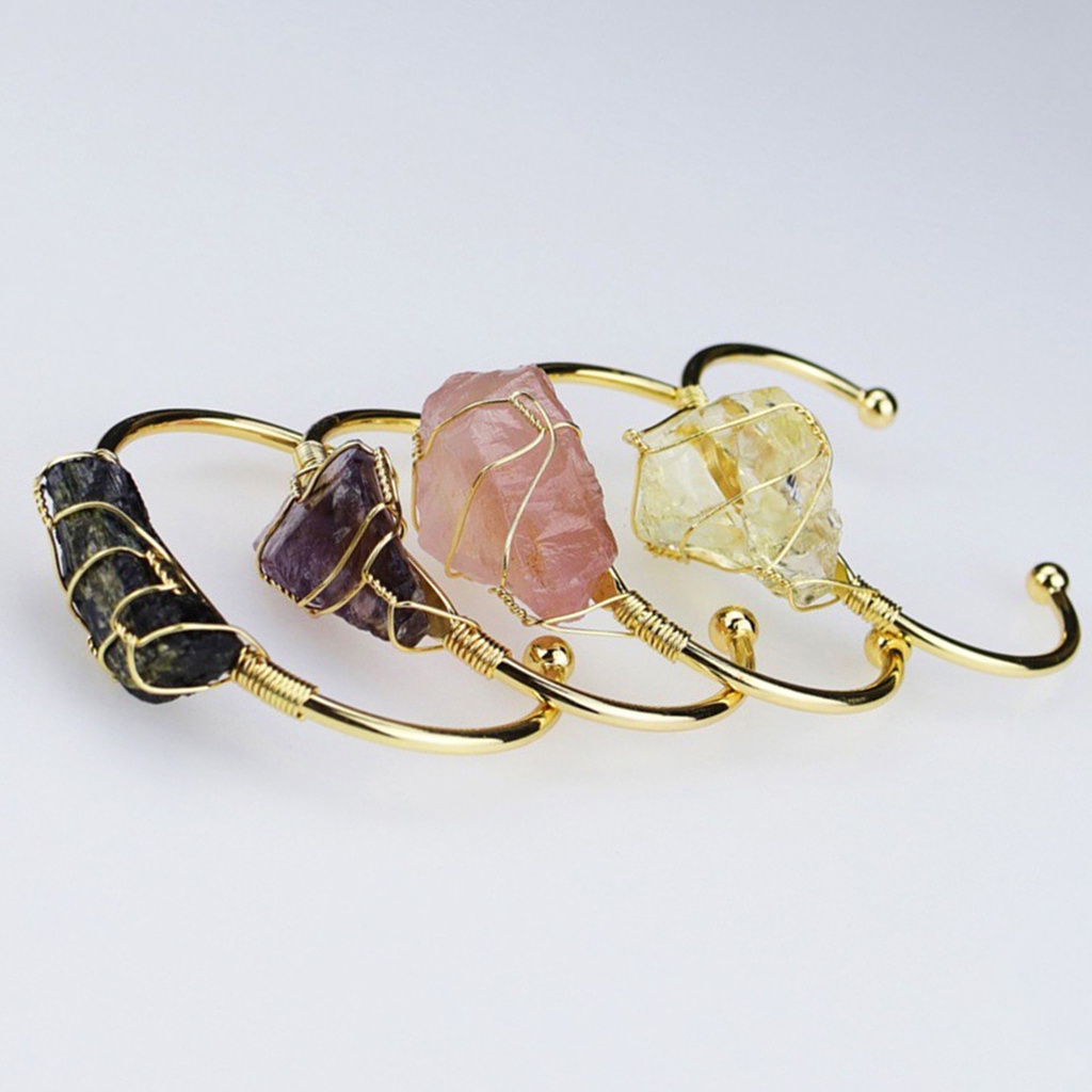 Hu Hu Hu Hu Hu Alat Bantu Pasang Kacamata♡ Gelang Bangle Open Adjustable Bahan Alloy Hias Batu Alam Untuk Wanita