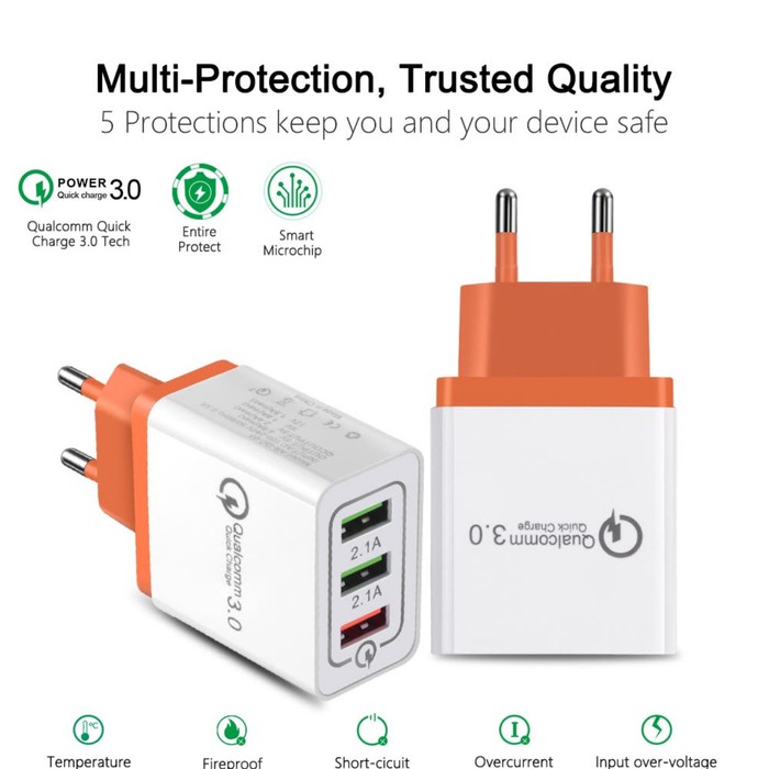 Santac Qualcomm Quick Charge 3.0 with 3 Port USB Plug