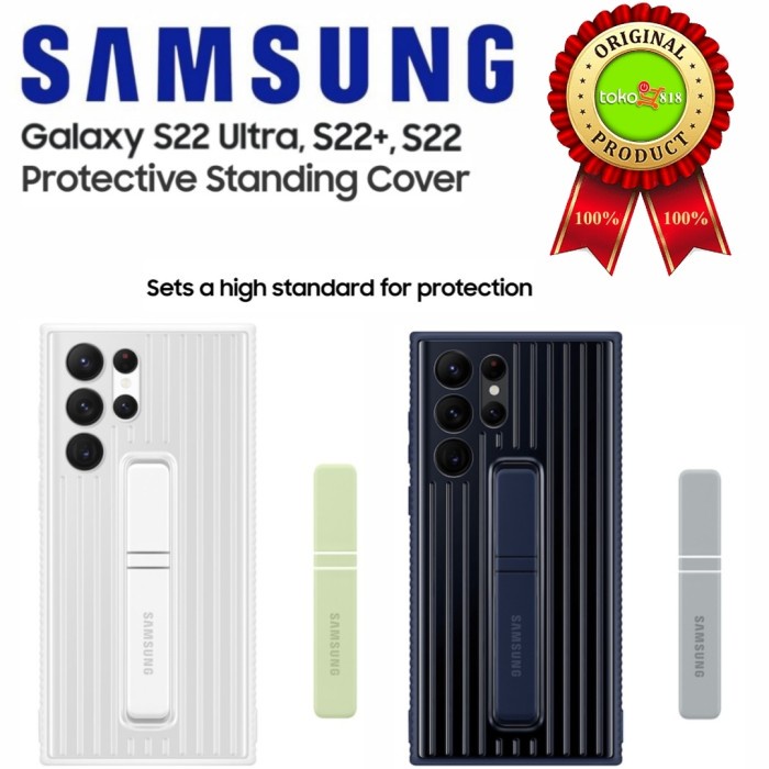{SuheStore} Case Original Samsung S22 S22 Plus S22 Ultra Protective Standing Cover - S22 Ultra White