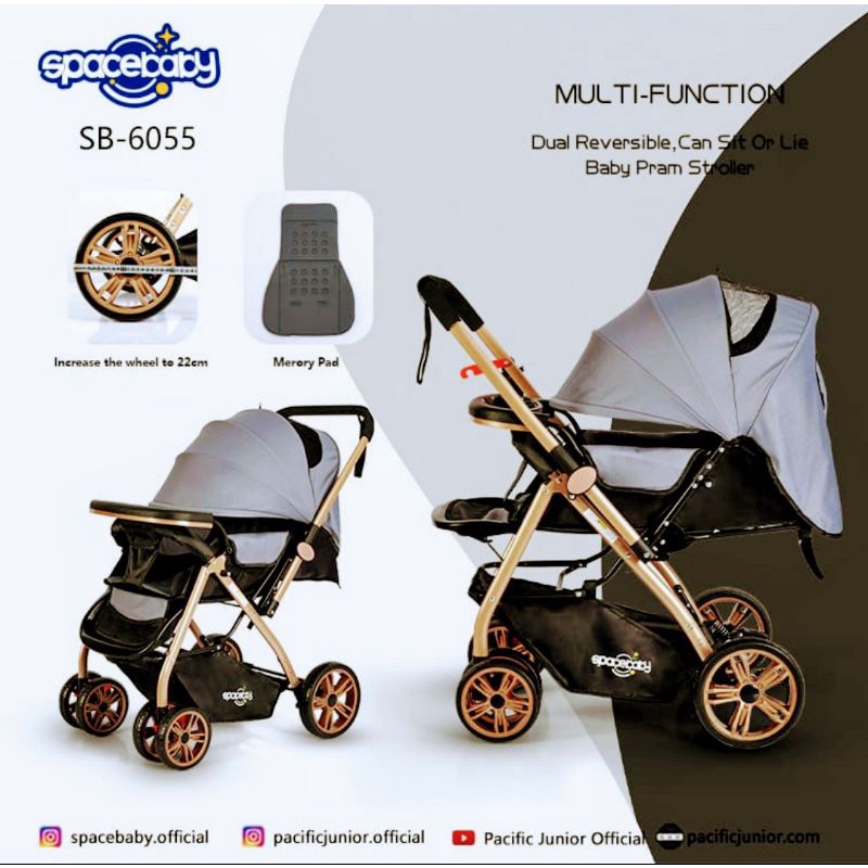 Baby Stroller Space Baby SB 6055&amp;6055a Reversible Stir Kereta Dorong Bayi