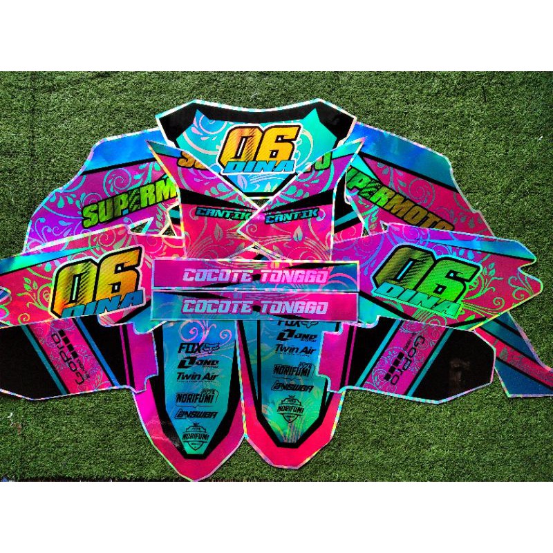 Decal Sticker KlX BF Full Chrome Hologram/Pelangi (D-Tracker, KLX BF 150, KLX S)