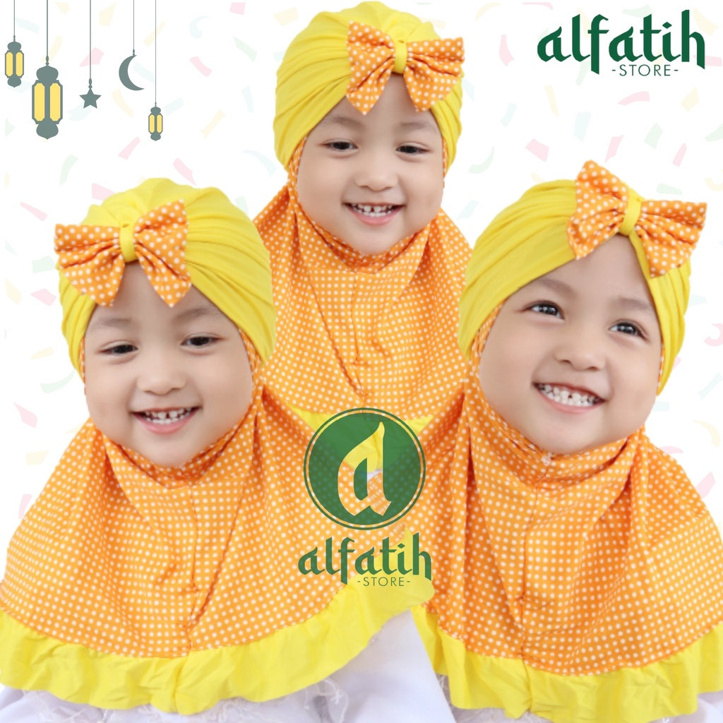 ALFATIH STORE / JILBAB HIJAB ANAK TURBAN ARSY POLKADOT / HIJAB ANAK / JILBAB INSTAN /KERUDUNG ANAk / Kerudung Anak Jilbab Hijab Anak Bayi Perempuan / pastan baby / hijab anak / Jilbab Anak bayi Usia 0-3 Tahun Bahan Jersey Premium Nyaman Di Pakai