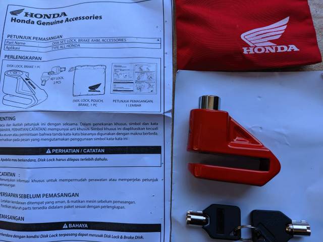 Kunci Gembok cakram motor Disc Brake Lock HONDA  original AHM-2