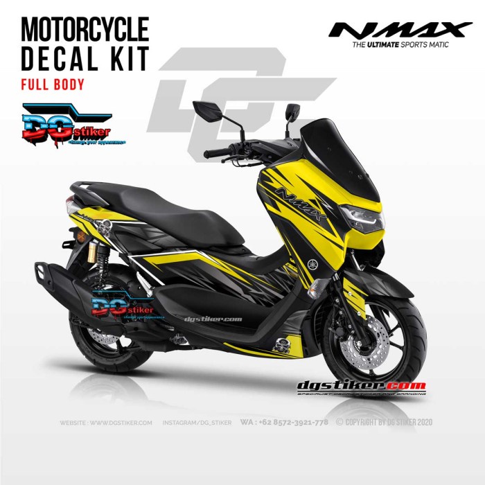 Decal Striping Nmax New Hitam Kuning