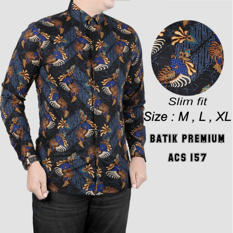 HEM KEMEJA BATIK PRIA SLIM FIT LENGAN PANJANG COLINDION BEST SELLER CBL849