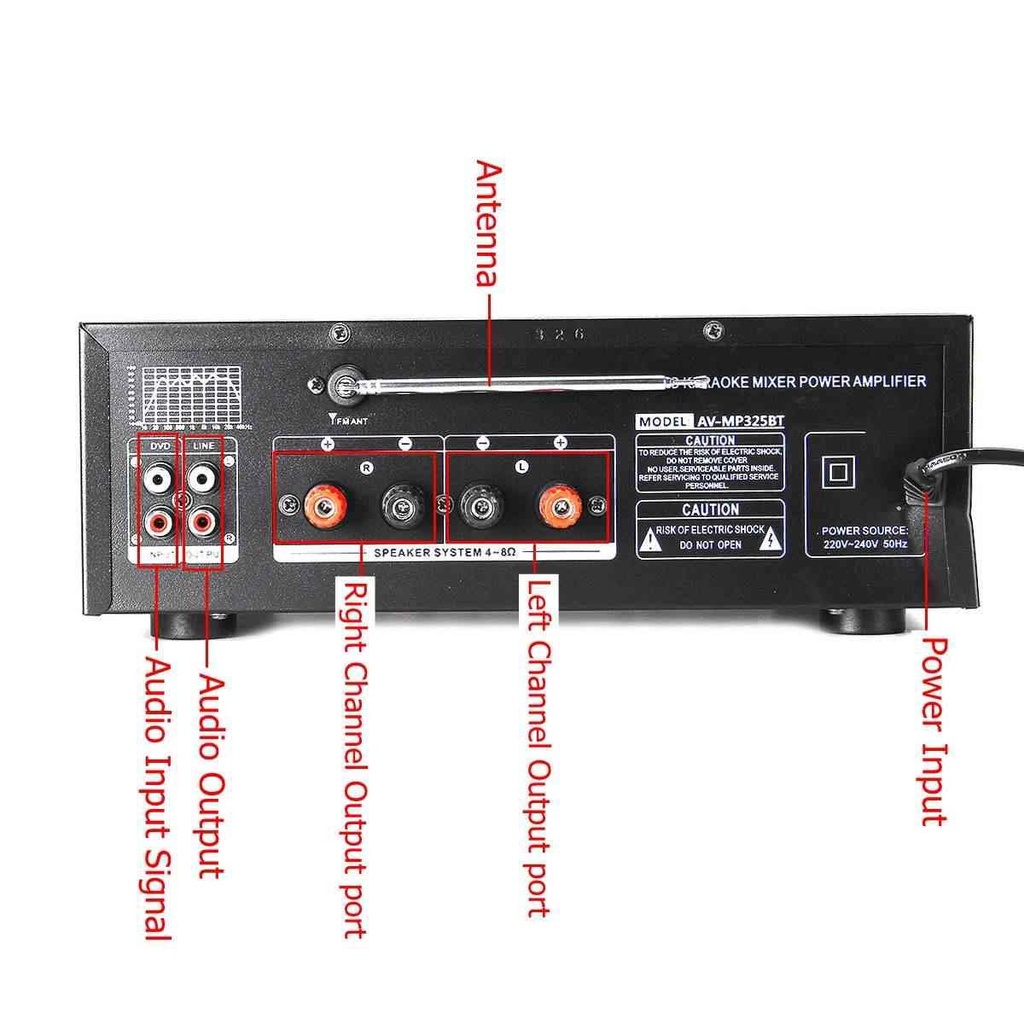 Sunbuck MP325BT PROFESSIONAL Power Amplifire Bluetooth EQ Audio Amplifier Home Theater Karaoke FM 2000W Stereo Amplifier / sterio / ampli /  Home Theater / home teater / pengeras suara / ampli panggung / DAC Audio