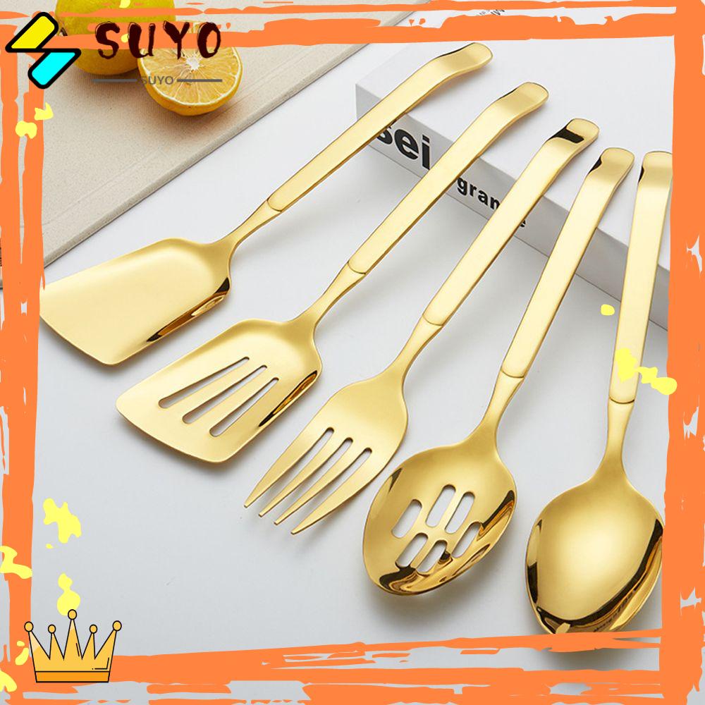 Suyo 5pcs / Set Sendok Makan Bahan Stainless Steel Ukuran 11 Inch