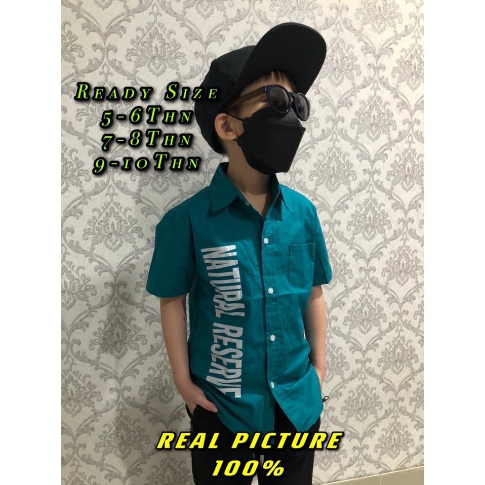 MG Kemeja anak laki lengan pendek /kemeja NATURAL/ kemeja anak laki laki lengan pendek