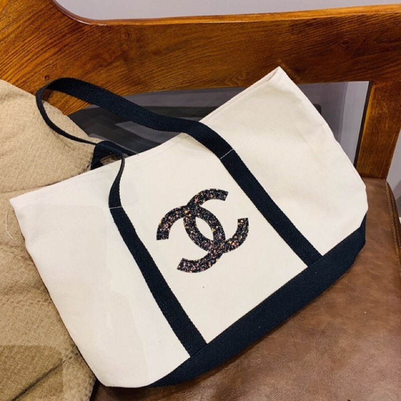 SZ8773 Tas Wanita Import Chanel Canvas Tote Bag