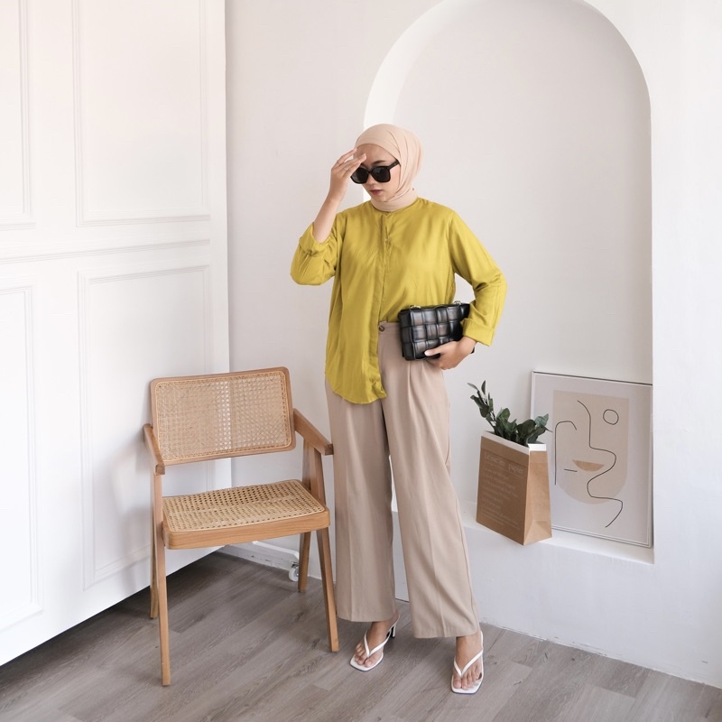 Floral.id Kemeja Maudy Shirt-Olive Maudy