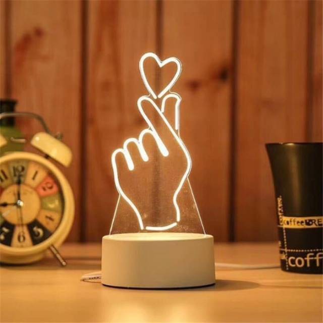 Lampu Hias Acrylic 3D Saranghae Lampu Hias Meja 3D