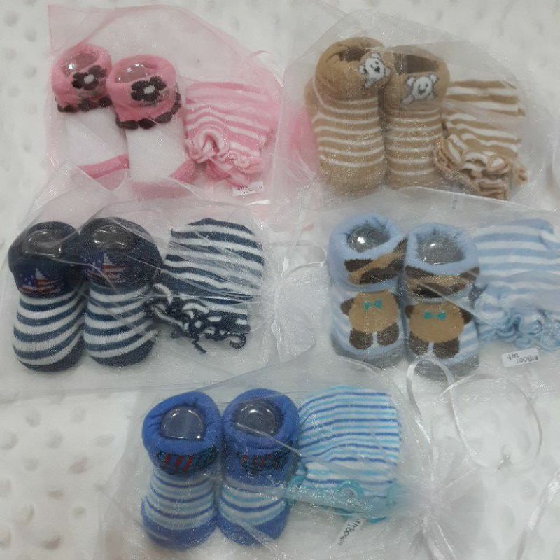 Kaos kaki bayi set mitten booties - 1 set kaos kaki dan sarung tangan bayi