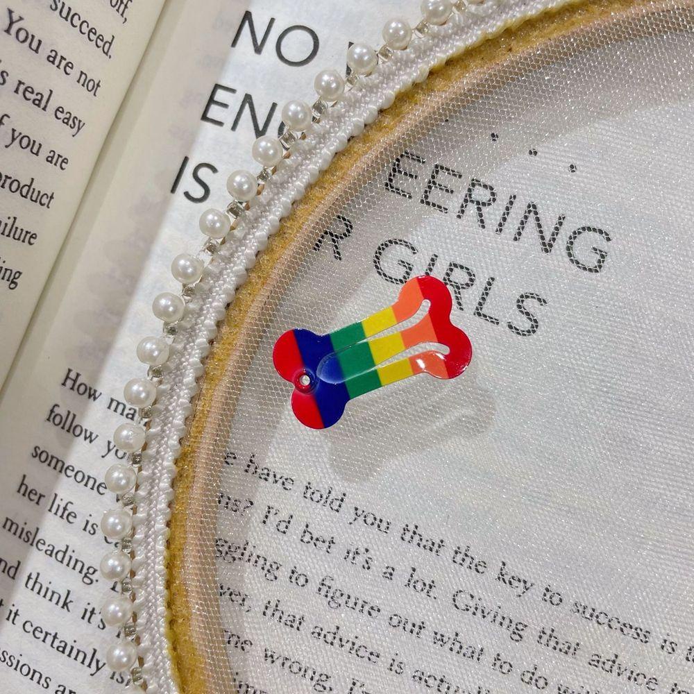 Jepit Rambut Bentuk Tulang Motif Garis Warna-Warni Ukuran 2.5cm Untuk Anjing / Kucing