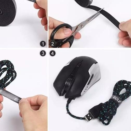 

➷ ECLE 5M Pengikat kabel velcro cable manajemen perekat perapih cord ☞