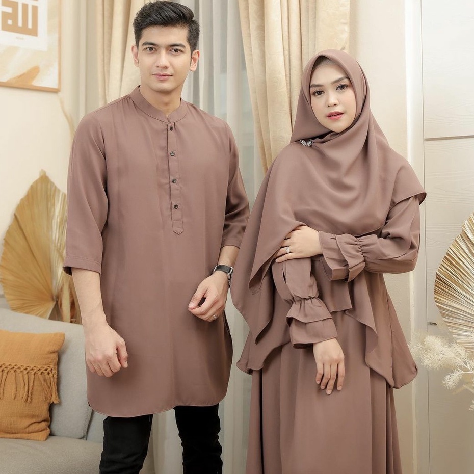 GRATIS ONGKIR - Ricis Ryan Couple Baju Pasangan Setelan Gamis Syarii Dan Sirwal Polos Ria Ricis Ryan
