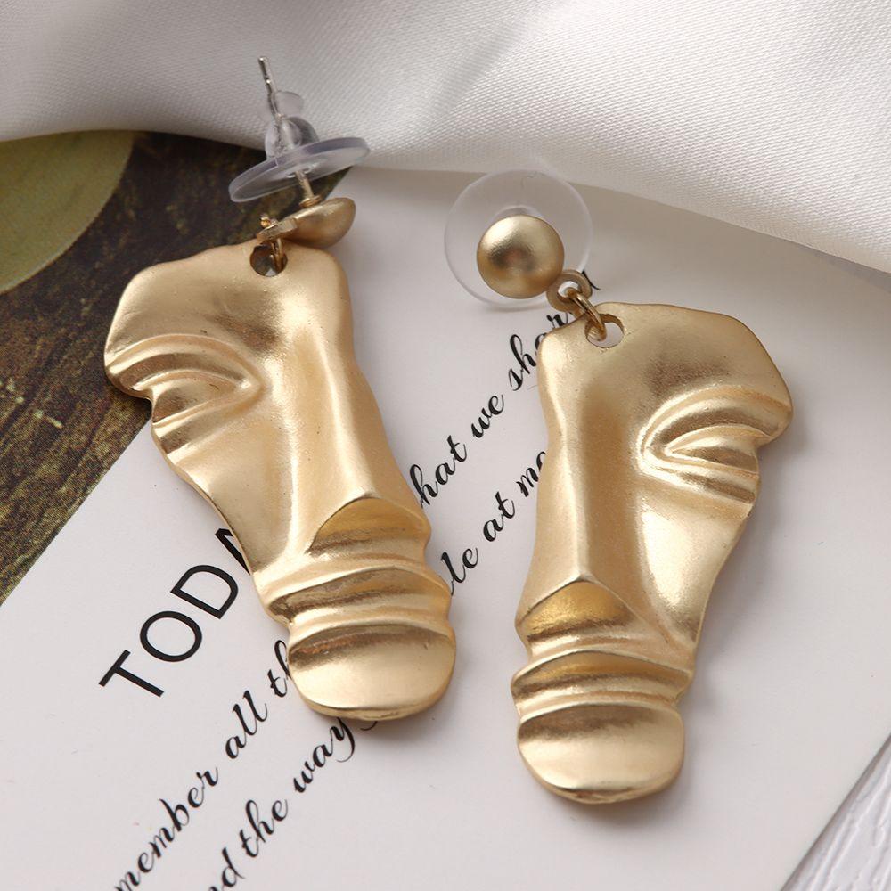 Lily 1pasang Perhiasan Anting Tetes Wajah Bahan Alloy Beads Statement Portrait Untuk Wanita