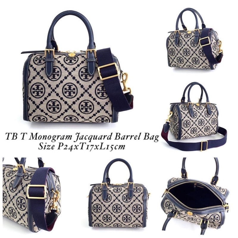 TB jacquard barrel bag