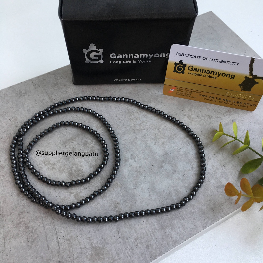 GANNAMYONG Kalung Gelang Kesehatan tormalin 4mm Terapi Peredaran darah