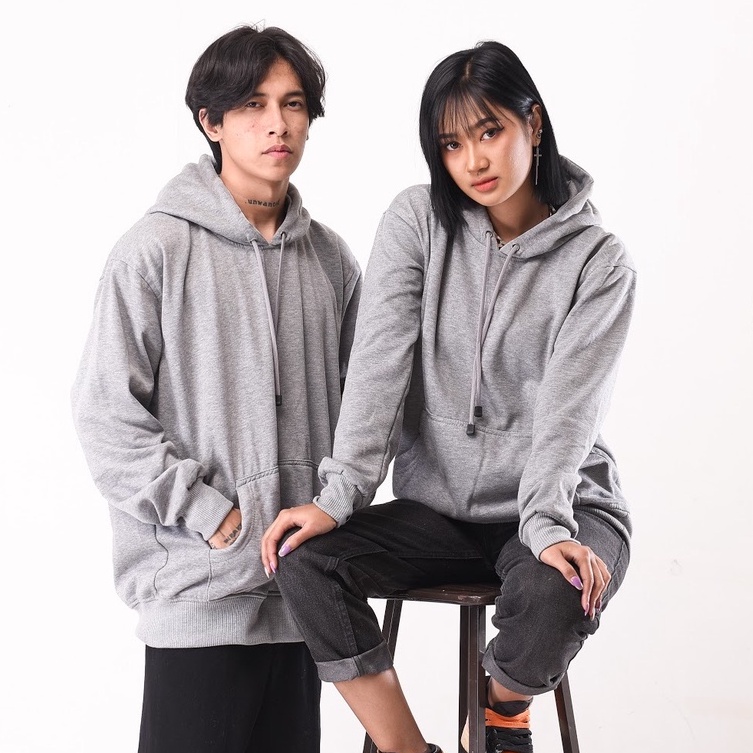 Mcvois Sweater Hoodie Polos Abu Misty Pria Wanita Premium